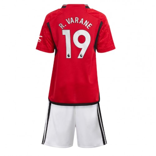 Dětský Fotbalový dres Manchester United Raphael Varane #19 2023-24 Domácí Krátký Rukáv (+ trenýrky)